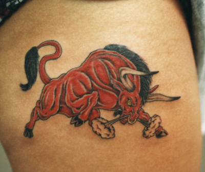 Pit Bull Tattoos. Charging bull tattoo l Bull