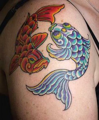 koi pisces tattoos. Koi fish, the king of fish, are very popular as a tattoo